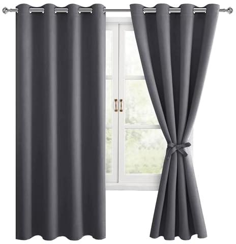 Hiasan Verdunklungsvorhänge Gardinen mit Ösen,Dunkelgrau Blickdicht Vorhänge,2 Stück,140 x 175 cm (Breite x Höhe),weiche Schiebevorhänge für Schlafzimmer,Wohnzimmer usw.