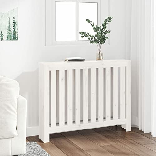 Lechnical Radiator Cover White 108.5x19x84 cm Solid Wood Pine,Radiator Cover,Radiator Cover Modern