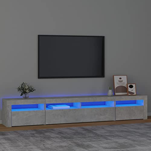 Wohnzimmer-Unterhaltungszentrum TV-Media-Konsole Medienmöbel-Konsole TV-Schrank mit LED-Leuchten Betongrau 240x35x40 cm für Wohnzimmer, Schlafzimmer, etc