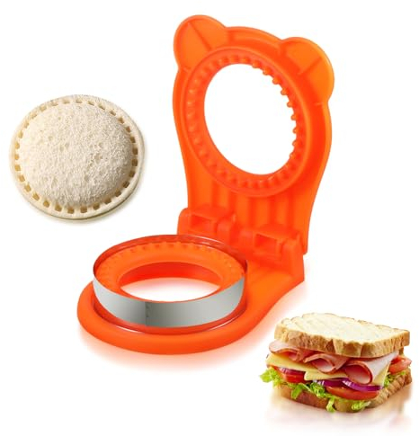 Sandwich Ausstecher Und Versiegelung, Sandwich-Ausstecher Sandwichschneider Brotausstechformen Pressformen Brotgebäckschneider Toastform für Taschenbrote, Kekse, Bento (orange)