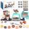 GAGAKU Kids Coffee Machine Toy and Cash Register Kit with Sound Light, Kitchen Accessories Pretend Play Sets Role Play Toys Shops for Kids 3+ - Blue Green