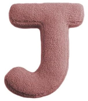 Mealini BUCHSTABENKISSEN - Buchstabe J, rose rot, ca 22 x 28 cm, Buntes Kissen Alphabet für Namen