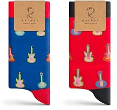 RAFRAY Socken – Funky Socks - Gitarre Socken in Geschenkbox – Premium Baumwolle – 2 Paar – Größe 40–44