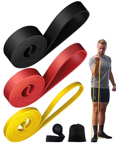 Bandas Elasticas Musculacion 3PCS Gomas Elasticas Musculacion Bandas Elasticas Fitness con Anclaje para Puerta y Bolsa de Almacenamiento Diferentes Niveles de Resistencia Pull Up Bands Pilates Yoga