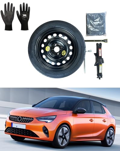 D'ANGELO 1988 Ersatzrad-Set 15 Zoll, kompatibel mit Opel Corsa-E 4-Loch (2014-08/2019) mit Wagenheber, Schlüssel, Handschuhe und Tasche