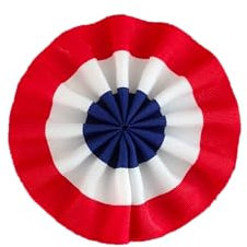 Broche Cocarde tricolore de la Révolution française/Rosette républicaine - Made in France - Bleu Blanc Rouge (8cm)