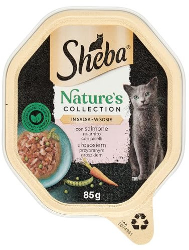 Sheba Nature's Collection in Sauce, Katzenfutter mit Lachs und Erbsen, 85 g, 22 Schalen