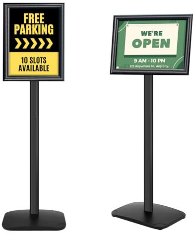 Mutualsign Présentoir A4 robuste avec base stable, support d'affiche debout au sol pour menu/avis/affichage, support de panneau de bienvenue extérieur, noir