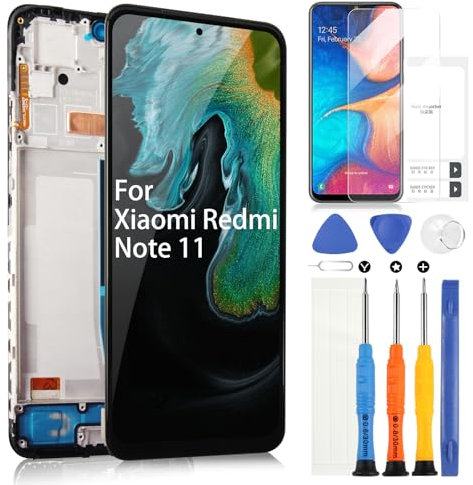 Pantalla OLED para Xiaomi Redmi Note 11 Pantalla para Redmi Note 11 2201117TG, 2201117TI, 2201117TY, 2201117TL, digitalizador de pantalla táctil, digitalizador completo con kit de reparación (6,43,