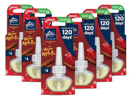 Glade Plug in Air Freshener Refill, Electric Scented Oil Room Air Freshener, Warm Apple Pie, Pack of 6 (6 x 20ml)