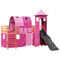vidaXL Kinderhochbett mit Turm, Hochbett mit Rausfallschutz, Kinderbett mit Leiter Rutsche, Spielbett Etagenbett, Rosa 90x200cm Massivholz Kiefer
