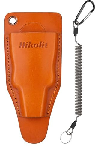 Hikolit Fishing Pliers Sheath with Spring Steel Belt Clip and Coiled Lanyard, Cowhide Leather Holsters for Most Fishing Pliers