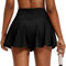PINSPARK Tennisrock Damen Plissiert Tennis Skort Hohe Taille Golfrock mit Innenhose Shorts Faltenrock Sport Minirock Workout Laufen Rock mit Taschen Schwarz M