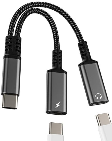 Adattatore doppio USB C Jack(2in1) Tipo C Cuffie Caricabatterie Cavo Convertitore per iPhone 16 15 Pro MAX per Apple Audio Audioauricolari Compatibile per Samsung S25 Connettore per iPad Headphone