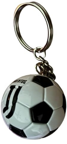 Generico Portachiavi bianconero palla calcio con logo juv gadget tifoso accessorio zaino idea regalo uomo donna bambino