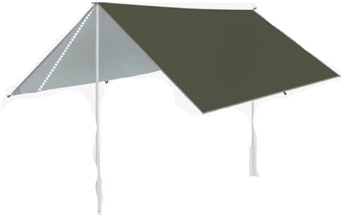 UBOHUZ Camping Zeltplanen wasserdichte Plane Zelt Schatten Garten Baldachin Sonnenschirm Outdoor Camping Markise Tourist Strand Sonnenschutz Für Camping，Picknick(Olive Green Tarp Set,3x5m)