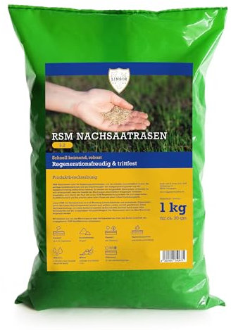 Linsor RSM 3.2 Nachsaatrasen, 1kg für 30m², Lücken dicht schnellkeimend, trittfest, Regel Saatgut Mischung alle Standorte