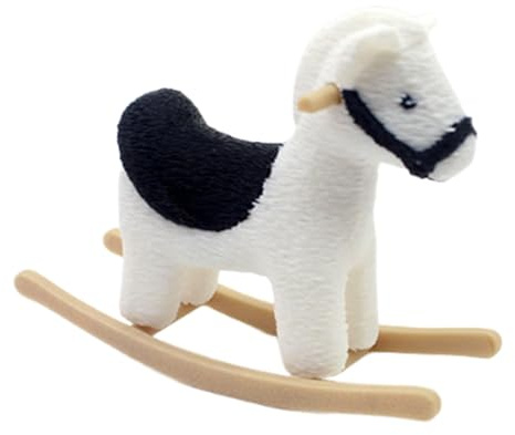harayaa Puppenhaus Schaukelpferd Miniatur Möbel Dekoration Zubehör Aus PP mit Detailreicher Textur für Puppenstuben Im Maßstab 1 12 Und Zum Basteln, Weiß