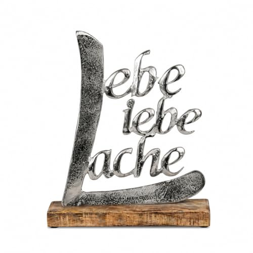 Topshop24you Deko Aufsteller Lebe Liebe Lache Mangoholz Metall 32x25 cm