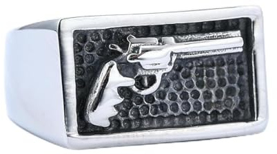fycouyee Herren Gun Motorrad Ring Stahl Vintage