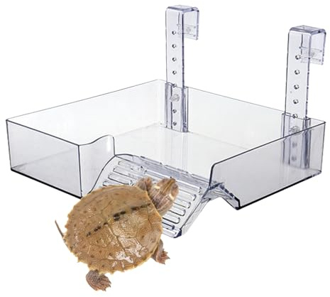 Qfdiwr Wasserschildkröten Steg Für Das Heimterrarium Aus Acryl 22,5x21x13,5cm Sonnenplatz Zum Aufhängen Abnehmbare Einfache Montage Und Reinigung Für Aquarium, Terrarium Und Gartenteich