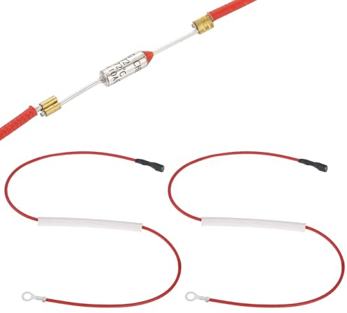 sourcing map 2Pcs Universal Rice Cooker Temperature Fuse, 172°C 10A 250V Metal Thermal Fuse with Terminal and Ring Terminal Fiberglass Sleeving for Electric Pressure Cooker Repair Part