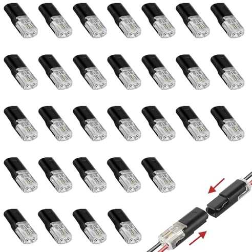 Cyiamku 30 Pièces Connecteurs Câble 18-22AWG, Connecteur 2 Broches LED Voiture, Connecteur Étanche 12V Rapides Voiture 2 Fils, Connecteurs Épissure Rapide pour Moto Bateau LED Éclairage Extérieur
