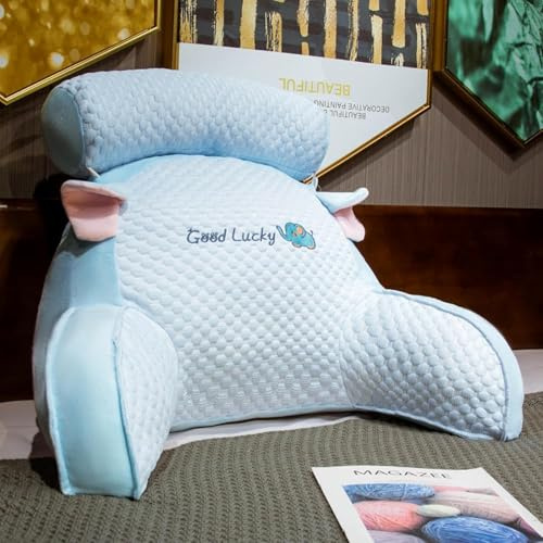 LANPEW Lesekissen Rückenkissen Bohnensamt Blau 70x50cm, für Bett Sofa Lesen | abnehmbare Nackenrolle waschbarer Bezug atmungsaktiv ergonomisch Rückenstütze Nackenstütze für Erwachsene Gaming