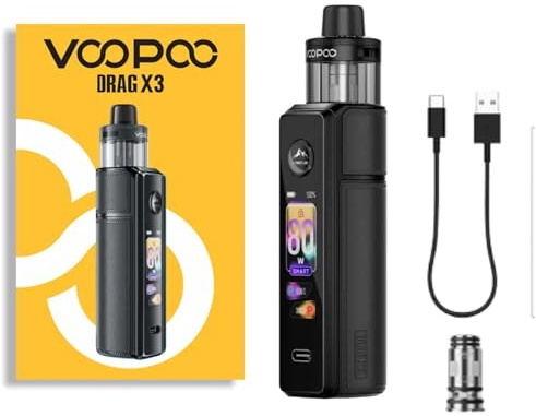 VOOPOO DRAG X3 Pod Mod Vape Kit [Gray Metal] 80W, 18650/21700 Battery (Sold Separately), PnP X Cartridge Compatible, 2ml Refillable Pod, 1.66” Touchscreen, Adjustable Airflow, USB-C, No Nicotine