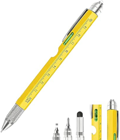 9 in 1 Multi Tool Pen, Multi Tool Pen Gifts, Stocking Fillers Gifts for Men, Christmas Birthday Gift for Him, Secret Santa Gadgets, Multifunctional Ruler, Screwdrivers, Touch Screen Pen, Flashlight