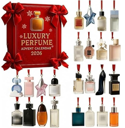 Luxus Parfüm Adventskalender 2026, 24 Tage Parfüm Display Geschenkset, 24 Tage Designer Düfte für Frauen & Männer - Premium Holiday Countdown Geschenke Set (1 Stück-Red)