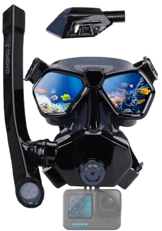 TOMSHOO Kit de plongée avec tuba et masque de plongée, masque de plongée anti-buée avec champ de vision panoramique à 180°, avec tuba Premium Dry à 3 canaux pour la plongée et la natation