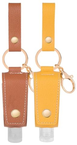 Portabotellas de Viaje Rellenable de 30ml, 2 Piezas, Portátil | Funda con Tapa, Plástico PU y Aleación, Diseño con Llavero, Uso en Viaje E Interior Color Aleatorio