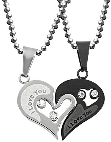 Uloveido Couples Stainless Steel Half Heart Pendant Necklace I Love You Puzzle Matching Necklaces Set SN102-New