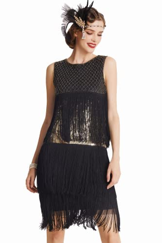 ArtiDeco Women’s 1920s Charleston Dress - Knee-Length Cocktail Party Dress - 20s Flapper - Women’s Gatsby Costume Dress - Cocktail