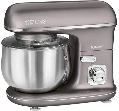 Robot da cucina con ciotola in acciaio inox 5 litri impastatrice grigio (1100 Watt, frusta, frusta, frusta, gancio impastatore, supporto sicuro)