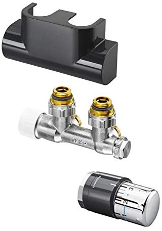 Oventrop Multiblock T anthrazit Anschluss Eckform Set Abdeckung Thermostatkopf