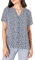 Amazon Essentials Women's Relaxed-Fit Short-Sleeved Woven Blouse, Blue White Petal, XL