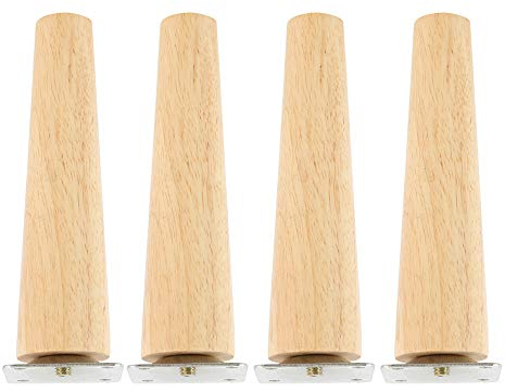 JTWEB 4 Stück Holz Tischbeine,Holz Sofafüße Möbelfüße,Holz Möbelfüße 8cm/15cm/20cm,mit Montageplatten & Schrauben für Sofa Bett Schrank Couch Stuhl (Gerade Füße 15cm)