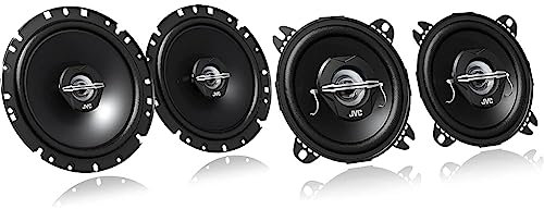JVC CS J1720x, Altavoces, 1, Negro + CS-J420X - Altavoces coaxiales para Coche (21 W RMS, 45-22000 Hz, 10cm (4'), 2 vías), Negro