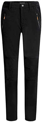 Camii Mia Damen Wanderhose Fleece Gefüttert Winter Warm Winddicht Wasserdicht Thermohose Thermo Outdoorhose, Schwarz, 38W x 30L