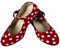 Costumizate! Zapatos de Baile Flamenco con Diferentes Tallas Desde niña a Mujer. Precioso Color Rojo con Lunares Blancos Talla 24