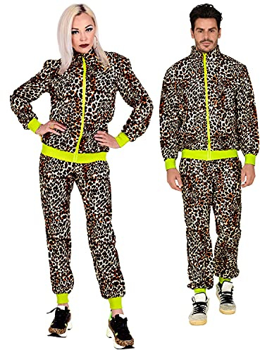 Kostüm Trainingsanzug, Tiermuster Leopard, Animal Print, 80er Jahre Outfit, Jogginganzug, Bad Taste Outfit, Faschingskostüme