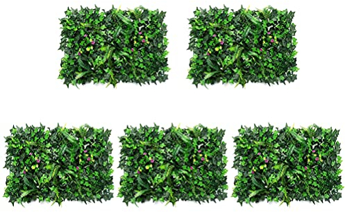 Hidyliu 5 Stück Kunstrasen Sichtschutz Künstliches Efeu-Gitter Kunstpflanze Gras Hintergrund Hecke Plastik Pflanze Rasen für Garten Zaun Hinterhof Grünery Wand(Süßkartoffelblätter, 40x60cm)