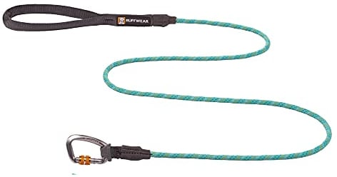 RUFFWEAR Knot-a-Leash, Reflective Rope Dog Lead with Locking Carabiner, 5ft (1.5m) Long, 7mm Thick, Aurora Teal