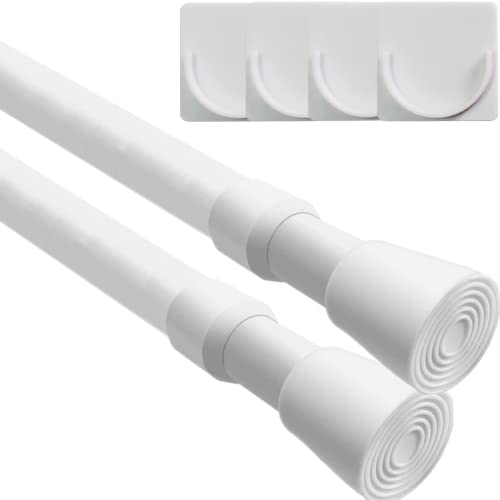 2 PCS Klemm Gardinenstange, Gardinenstange für Badezimmer Schrank für Schränke, Fenster, Kleiderschrank Weiß 70 bis 120 cm/27,6 bis 42,3 Zoll (Durchmesser 22mm)