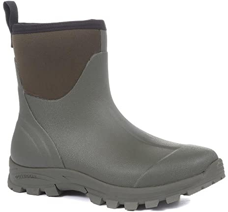 Pavers Mens Ankle Wellington Boots in Green - Lightweight Slip-On Boots - Comfortable Grip Sole Wellies for Everyday Outdoor Wear - UK Size 11