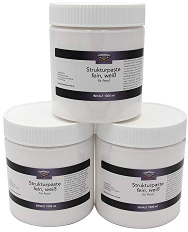 Paintersisters® Strukturpaste fein 3.000 ml/4.000 gr, Strukturmedium für Reliefs, Modelliermasse für Acrylmalerei, Spachtelmasse mischbar mit Sand