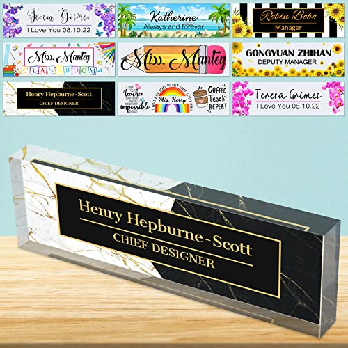 Escritorio Placa de Nombre Personalizado de acrílico Bloque de señal de Nombre para escritorios de Oficina Personalizada Placa de Escritorio Apreciación Decoración Regalo-8x2.5inch