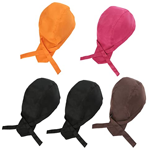 Osuter 5PCS Sombrero de Cocinero Ajustable Japonés Gorro de Trabajo de Cocina Chef Hat Gorro de Cocinero Unisex Gorro de Chef para Mujer Hombre (Colores Lisos)
